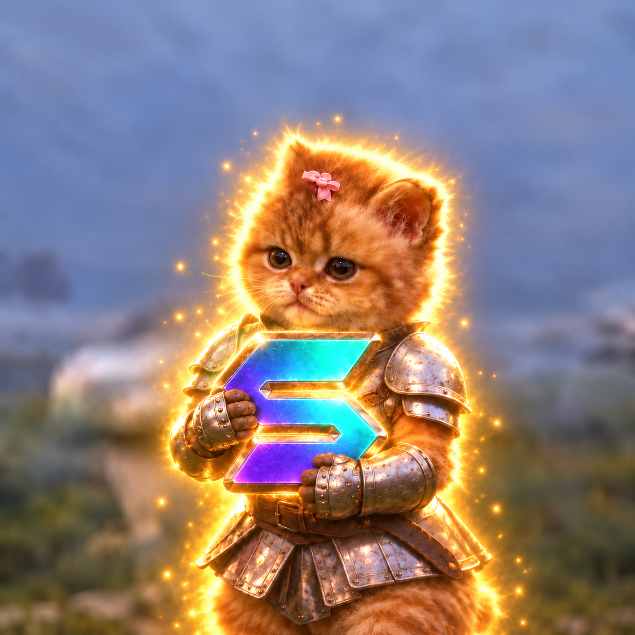The little knight and her treasured emblem